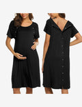 Short Sleeve Maternity Nightgown with Button