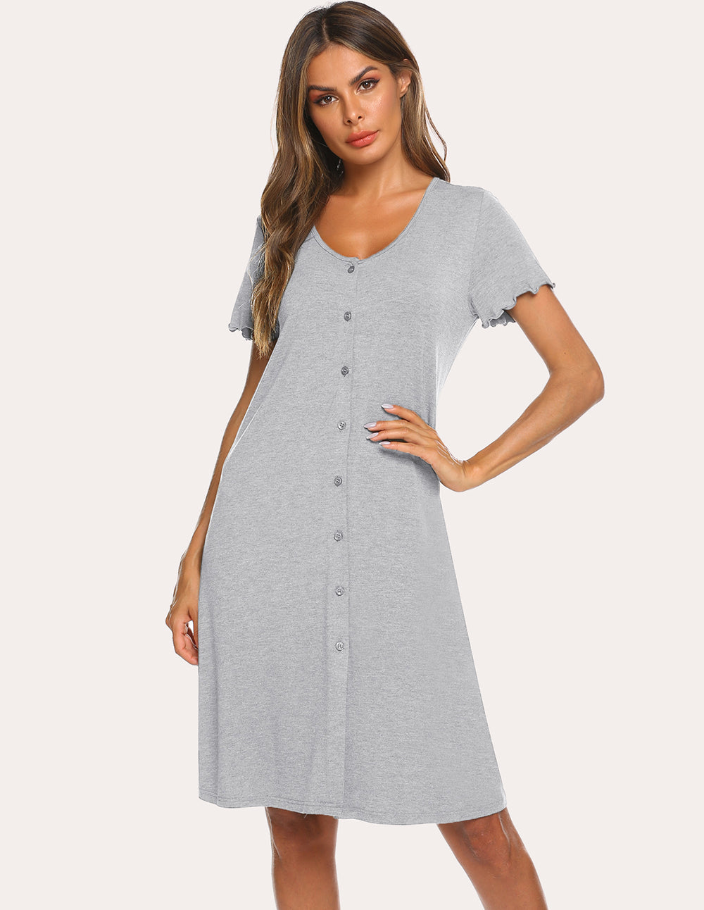 Teddy Soft Ruffle Seams Sleep Dress (US Only)