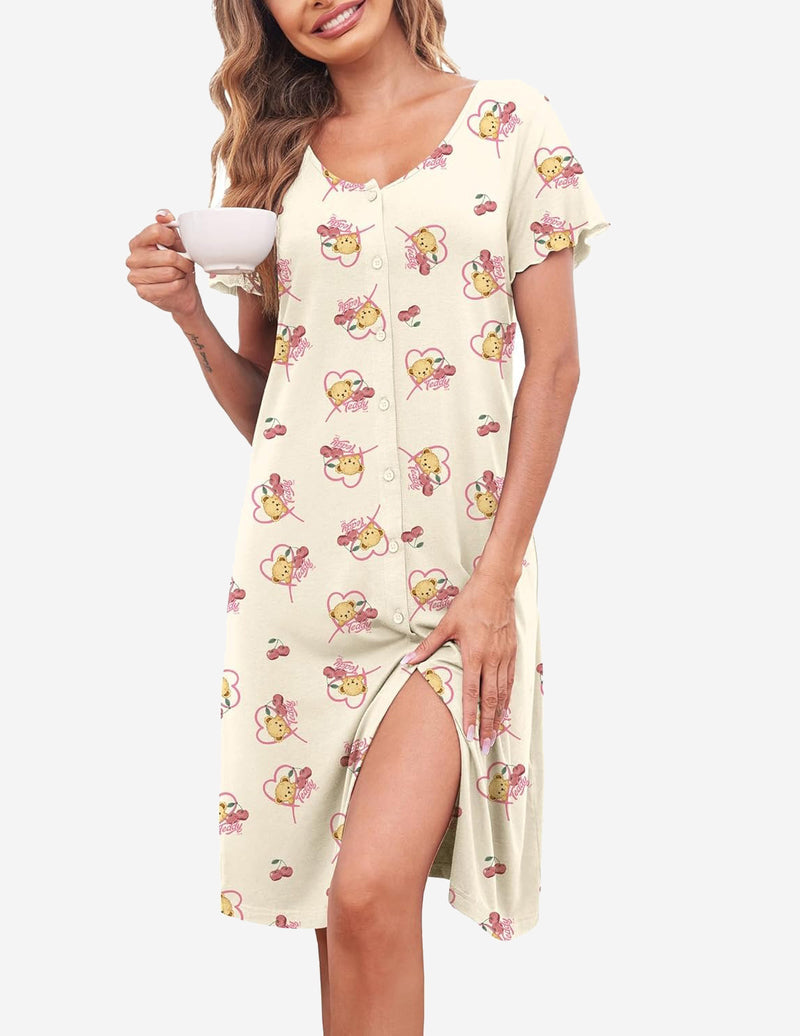 Teddy Soft Ruffle Seams Sleep Dress (US Only)