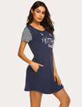 Striped Short Sleeve Printed Nightdress (US Only)