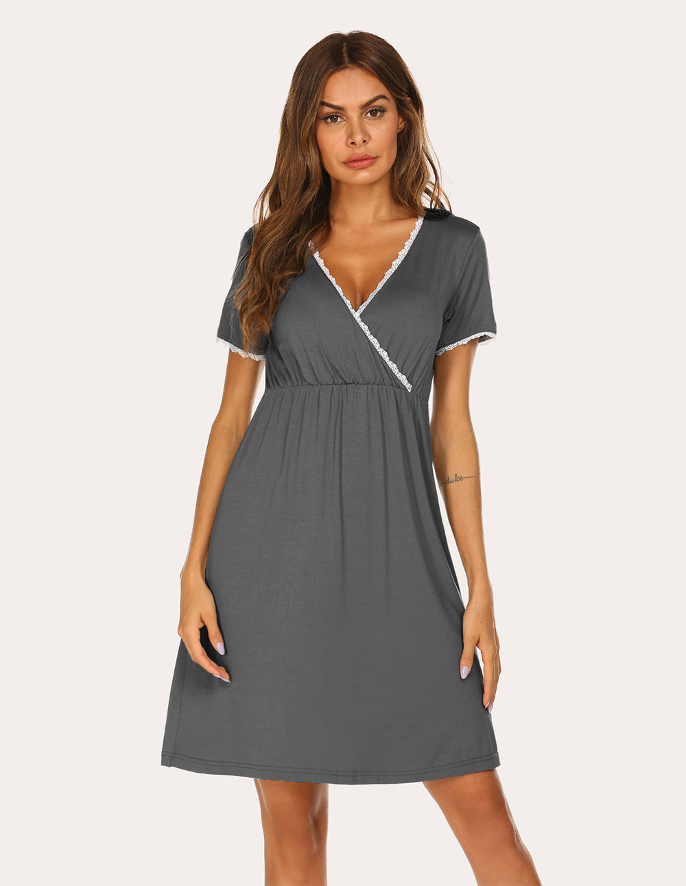 Lace Trim Maternity Nightdress (US Only)