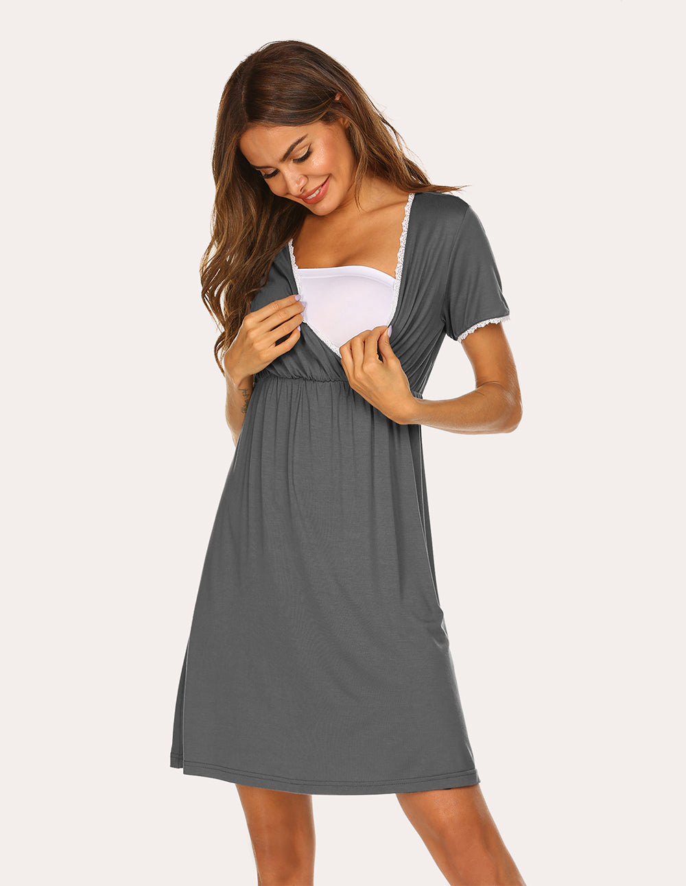 Lace Trim Maternity Nightdress (US Only)