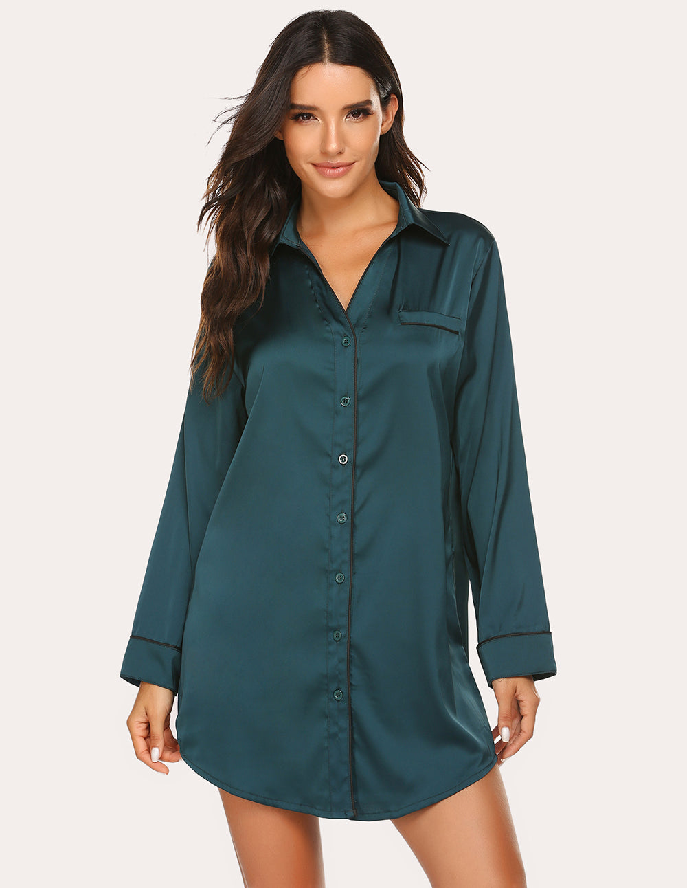 Boyfriend Style Satin NightShirt Nightgown (US Only)