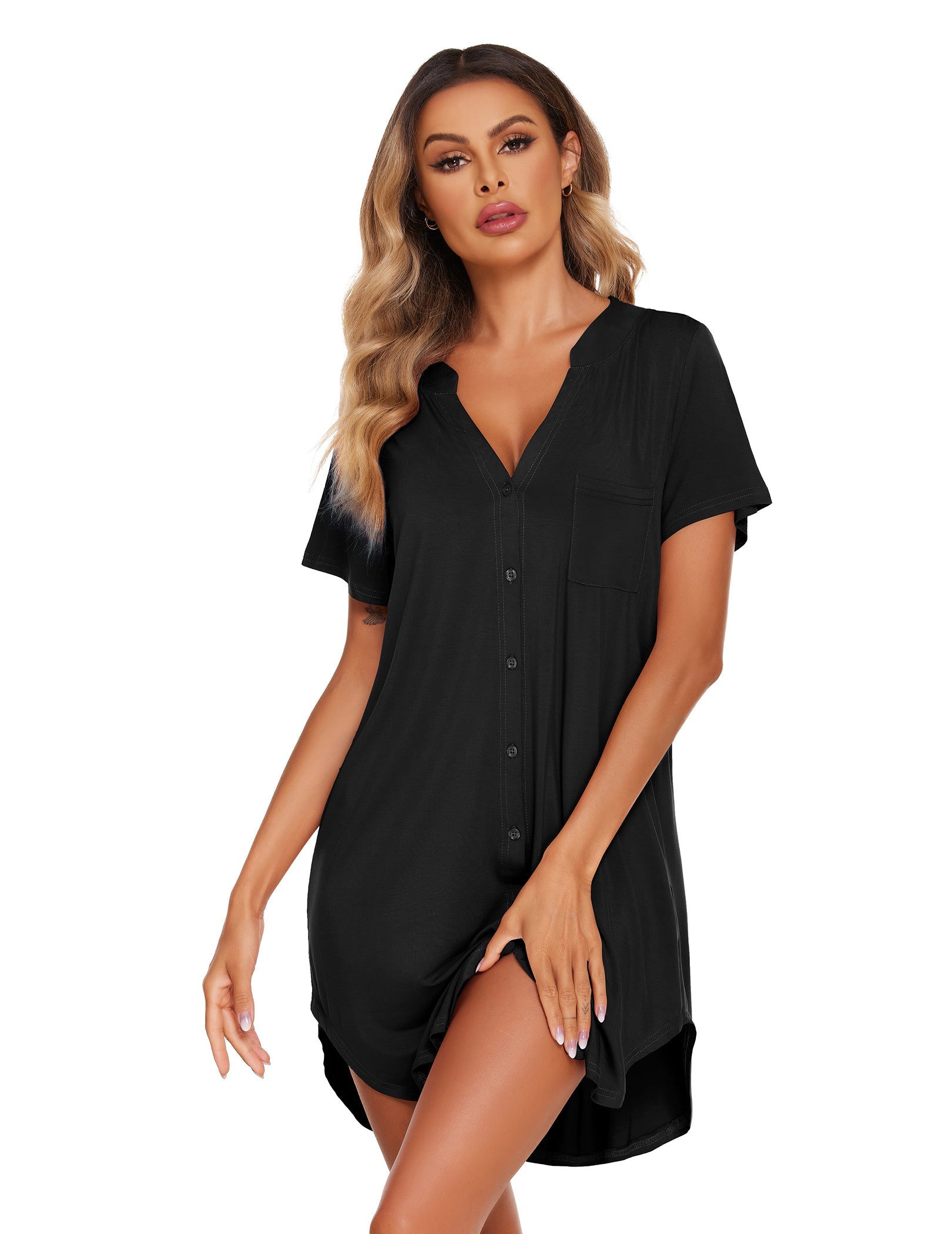Teddy Nightgown V Neck Sleepwear (US Only)