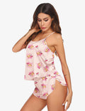 Teddy Teddy Satin Sleeveless Camis Top Shorts Set (US Only)