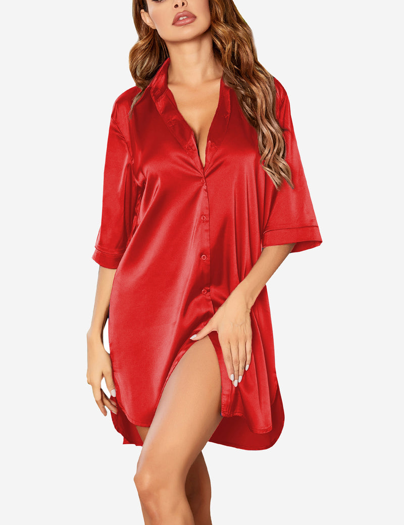 Boyfriend Style Sexy Silk Nightgown (US Only)