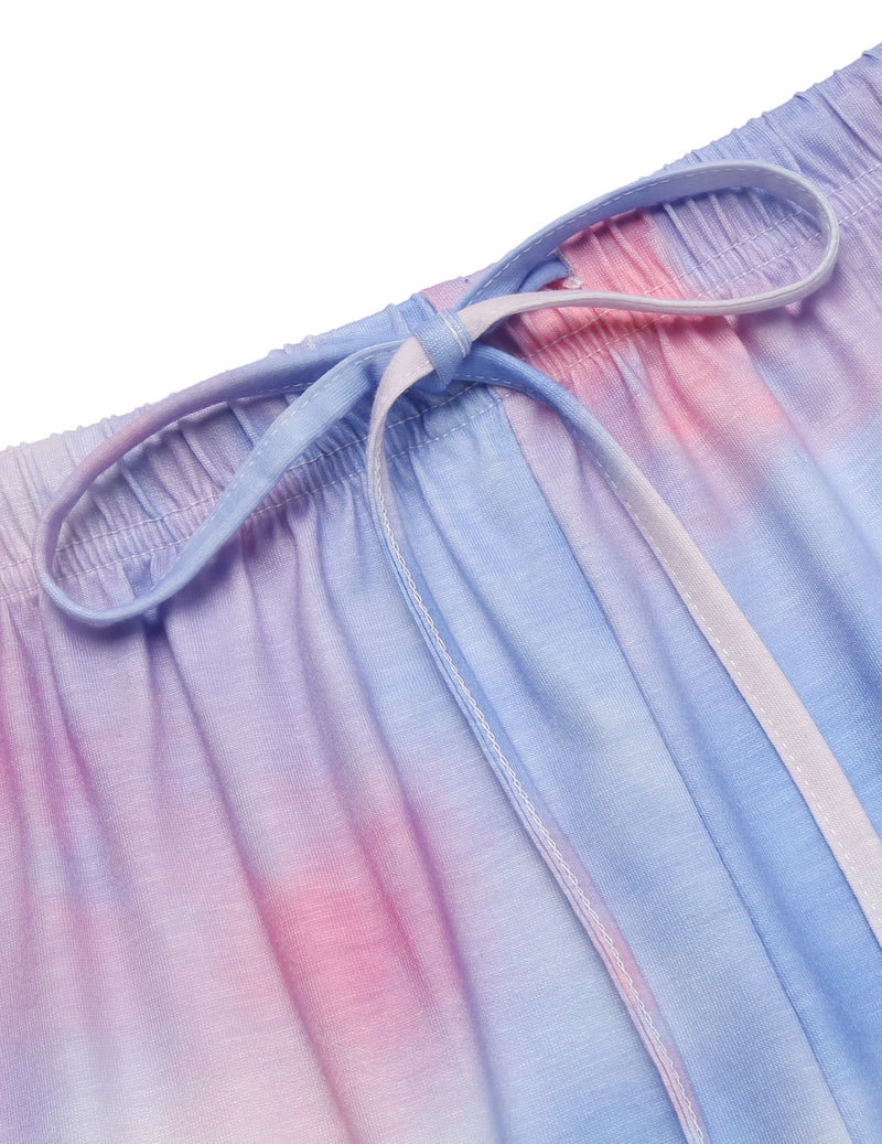 Tie Dye Pajamas Set for Women Short Sleeve Lounge Set