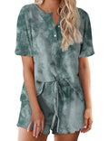 Tie Dye Pajamas Set for Women Short Sleeve Lounge Set