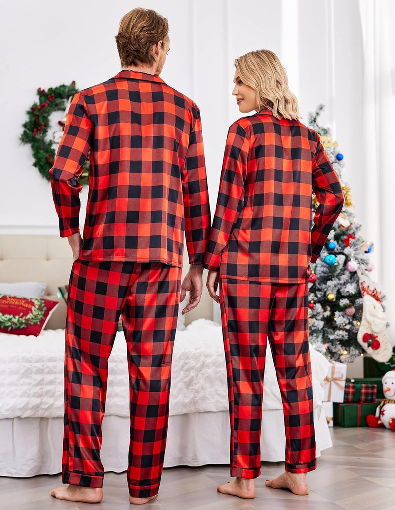 Couples Matching Pajamas Silk Satin Loungewear Pjs Set