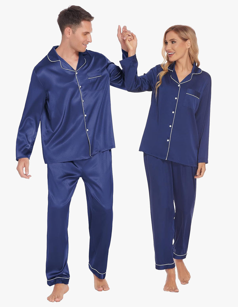 Couples Matching Pajamas Silk Satin Loungewear Pjs Set