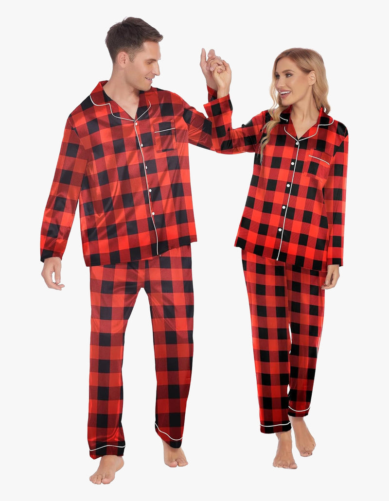 Couples Matching Pajamas Silk Satin Loungewear Pjs Set