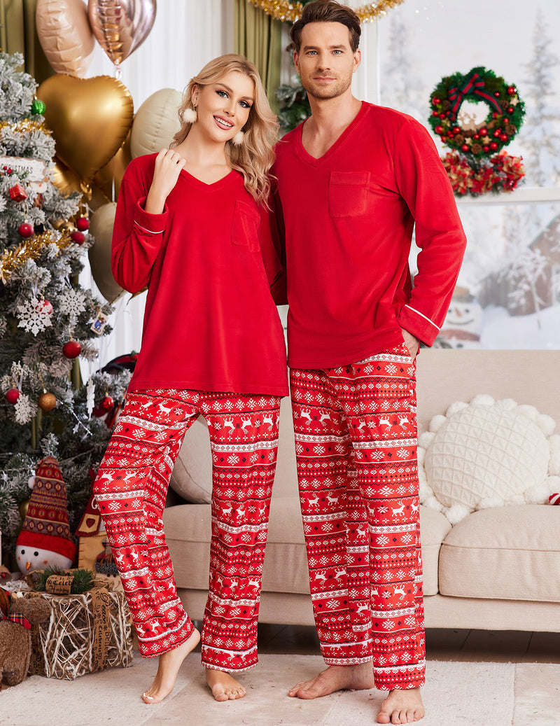 Couples Matching Pajamas Sets Velvet PJs Set for Men and Women