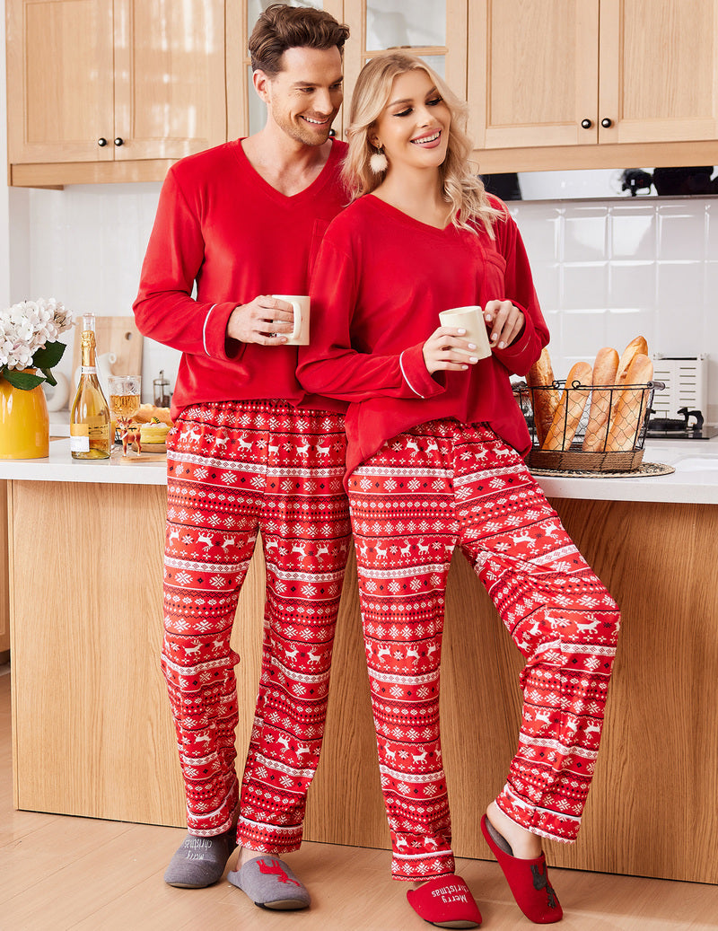 Couples Matching Pajamas Sets Velvet PJs Set for Men and Women