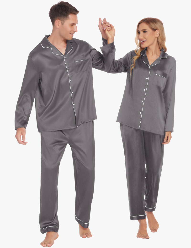 Couples Matching Pajamas Silk Satin Loungewear Pjs Set
