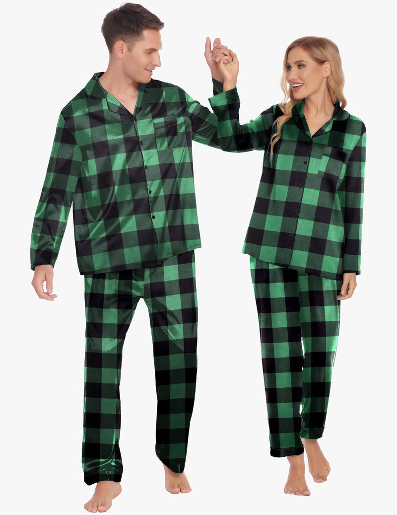 Couples Matching Pajamas Silk Satin Loungewear Pjs Set