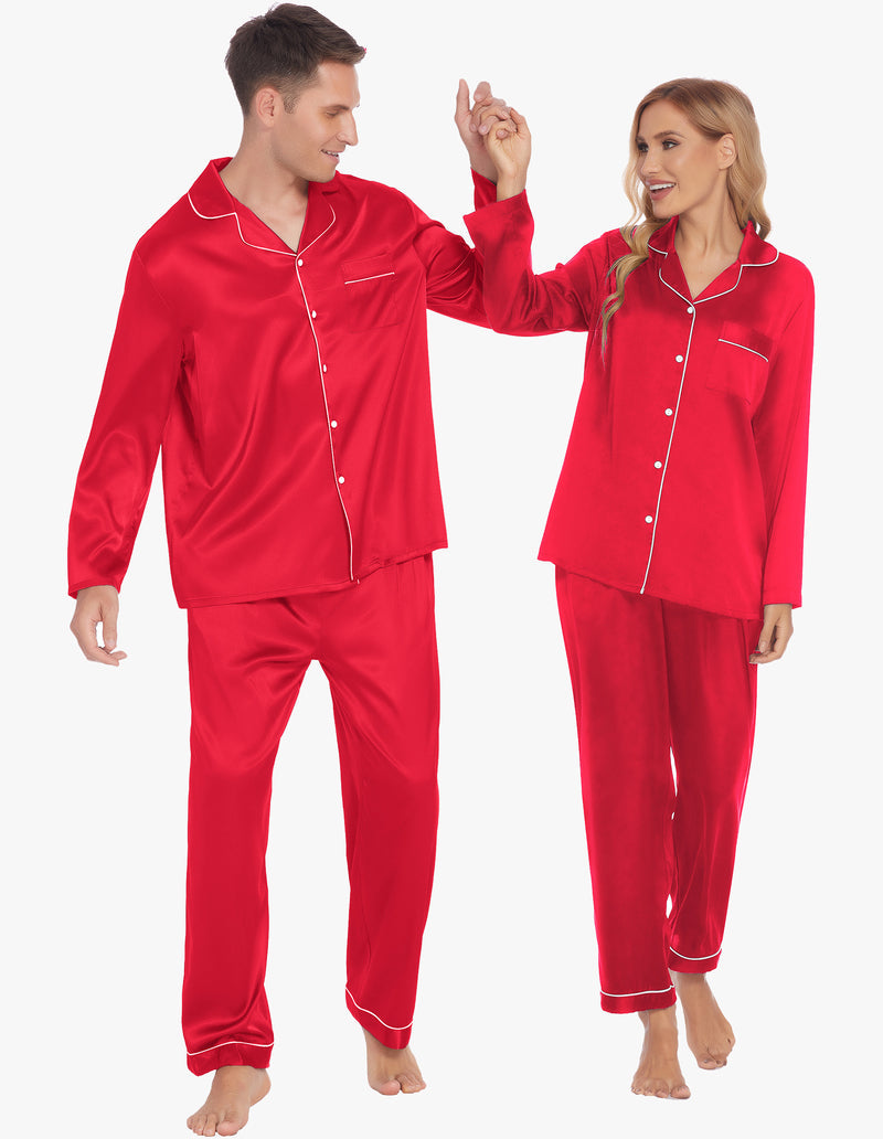 Couples Matching Pajamas Silk Satin Loungewear Pjs Set