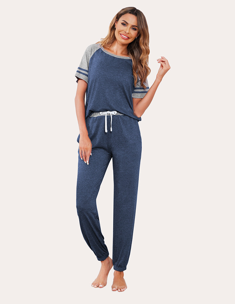 Striped Patchwork Pajamas Set (US Only)