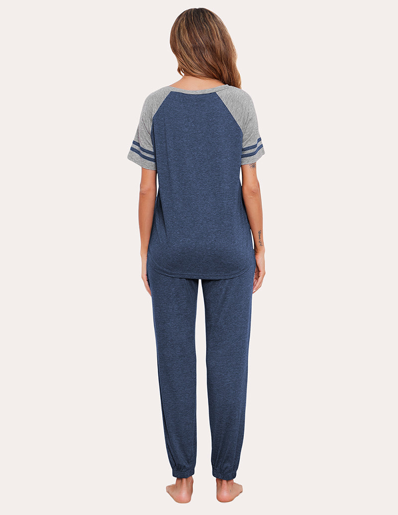 Striped Patchwork Pajamas Set (US Only)