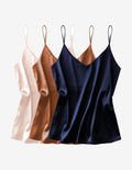 3 Pack Silk Satin Tank Top V Neck Camisole