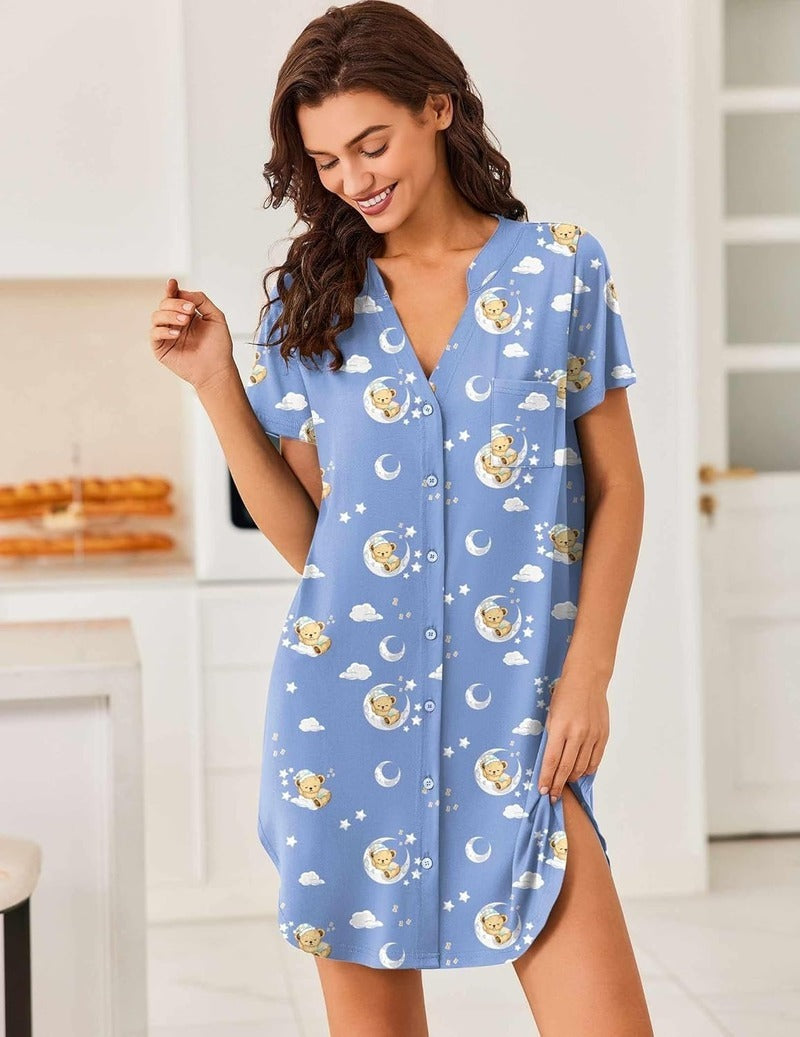 Teddy Nightgown V Neck Sleepwear (US Only)