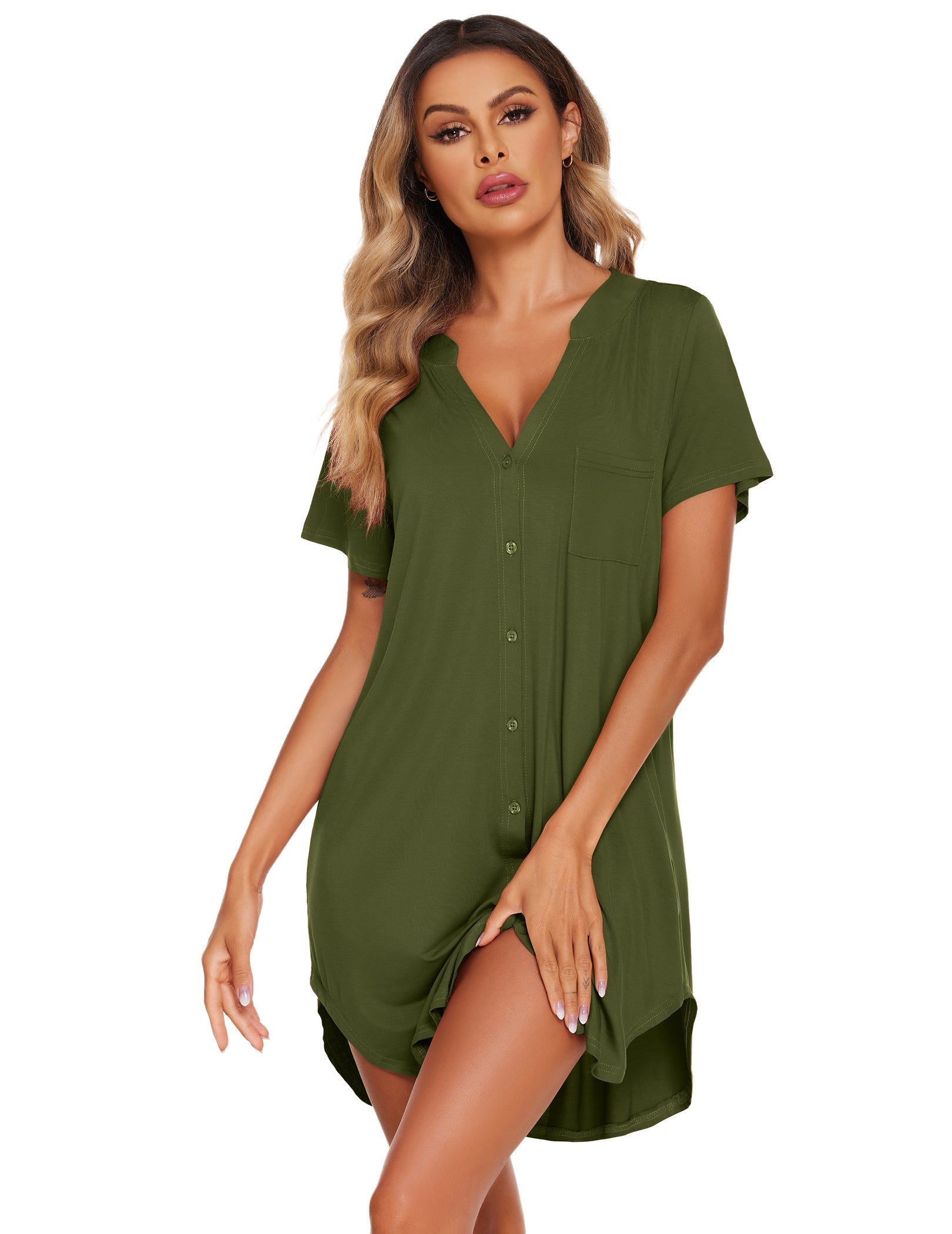 Teddy Nightgown V Neck Sleepwear (US Only)