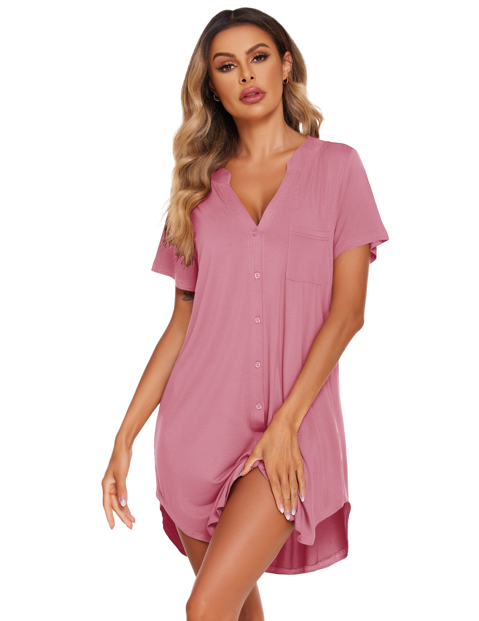 Teddy Nightgown V Neck Sleepwear (US Only)
