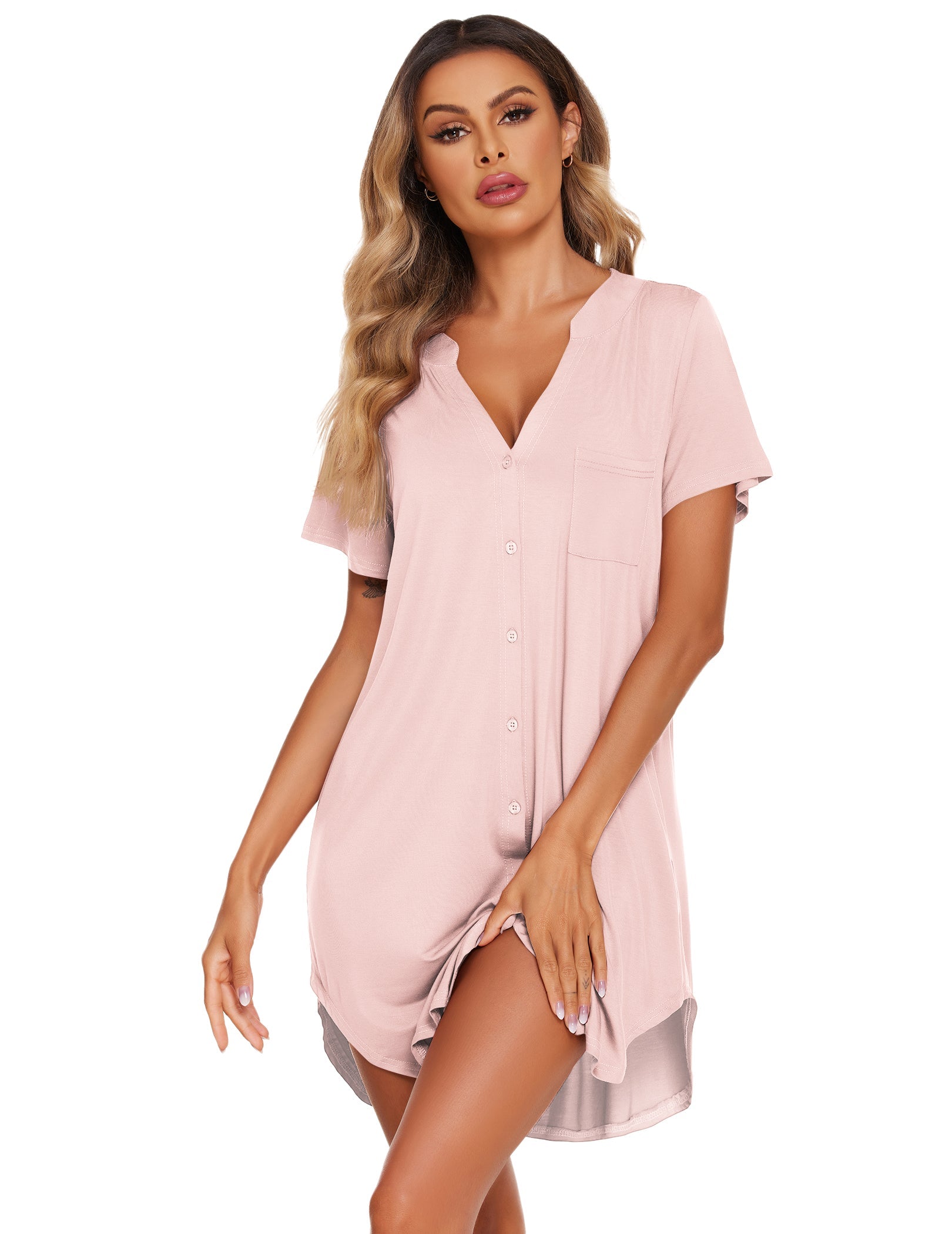 Teddy Nightgown V Neck Sleepwear (US Only)