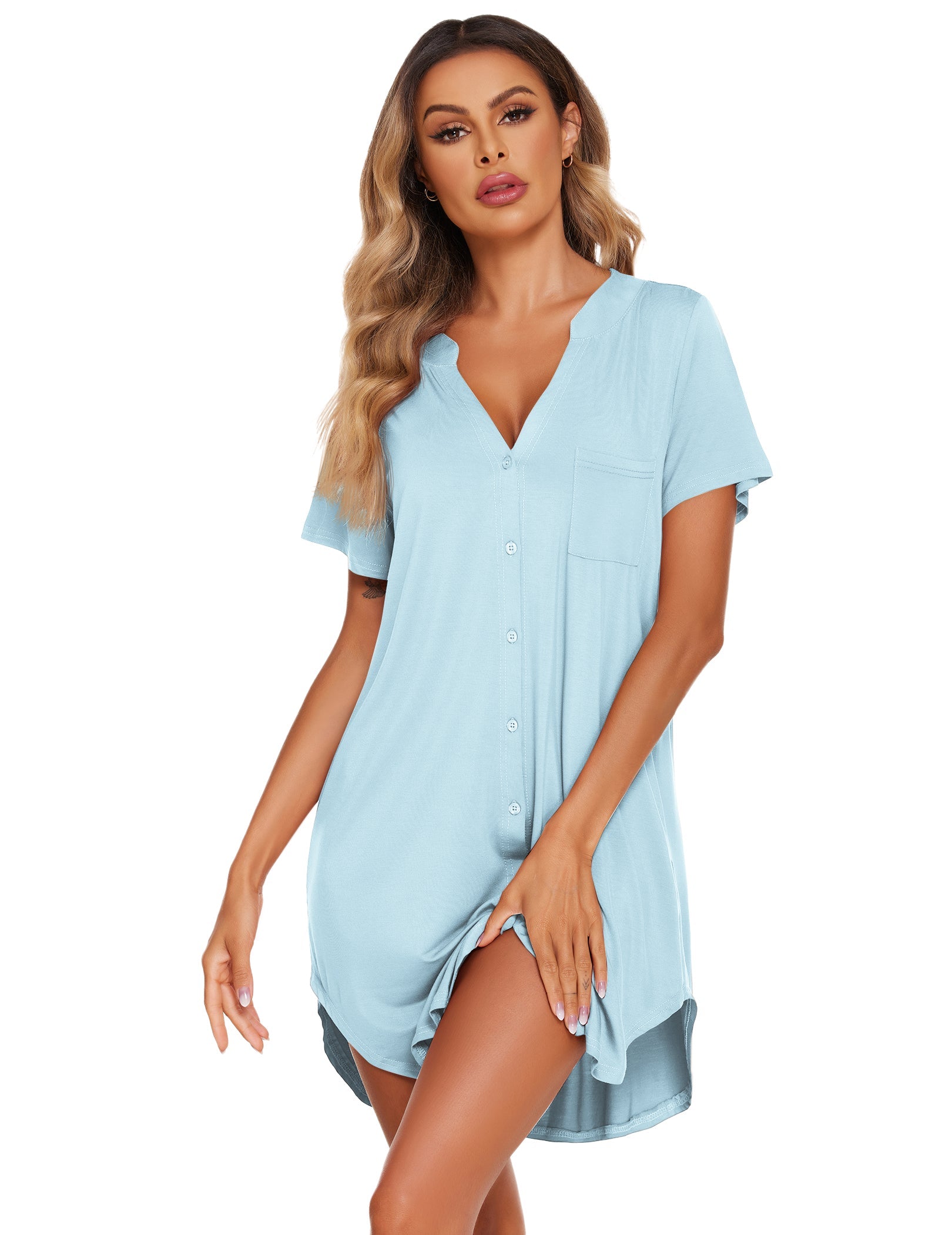 Teddy Nightgown V Neck Sleepwear (US Only)