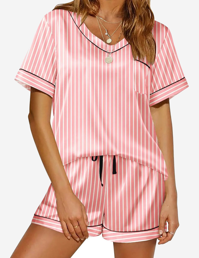 Silk Pajama Satin Pj Set Two Piece Soft Sets