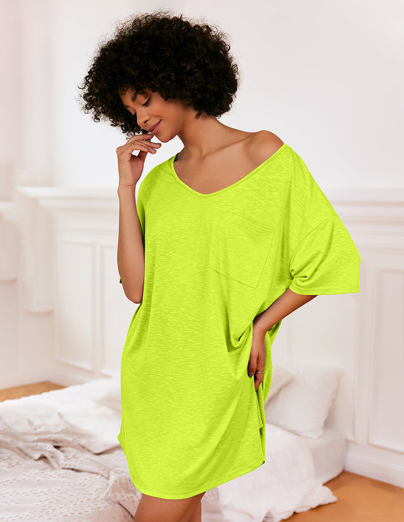 Casual V Neck T-shirt Nightgown (US Only)