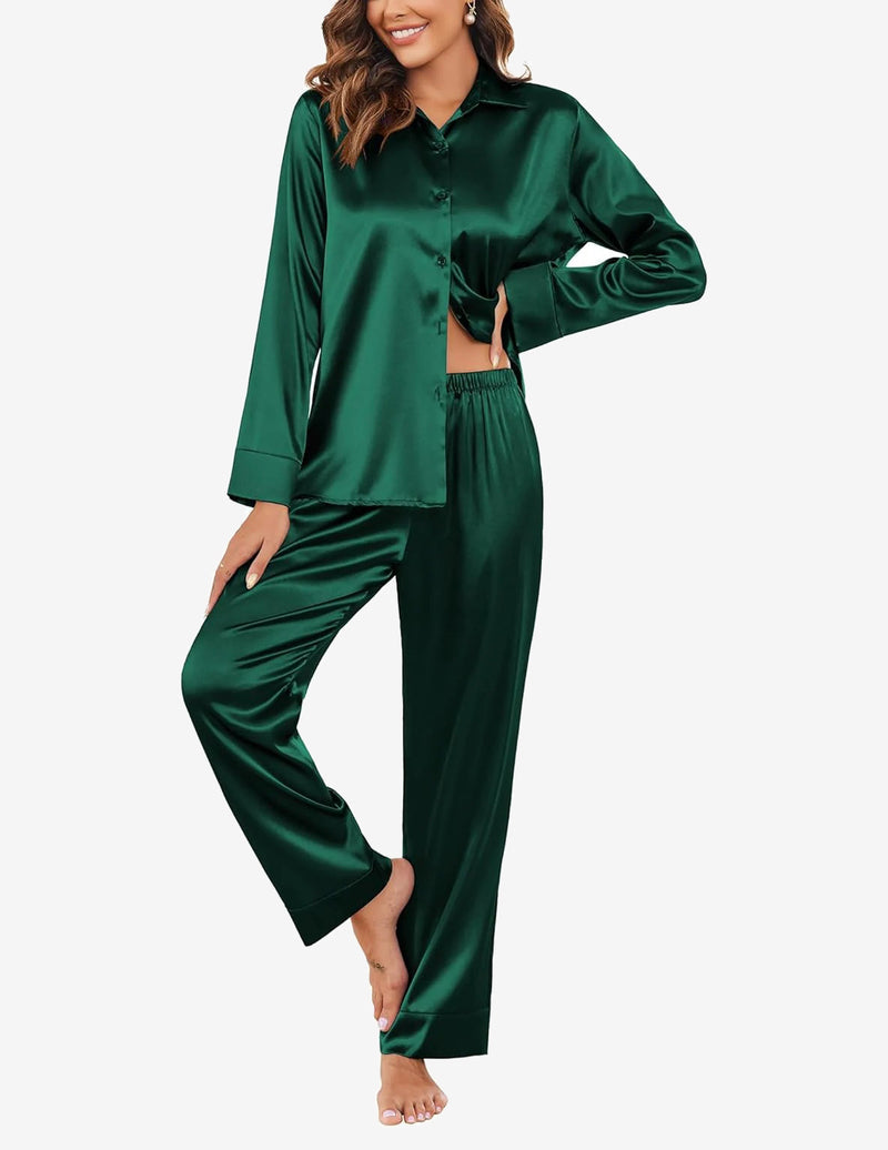 Silk Satin Long Sleeve Pajamas Set