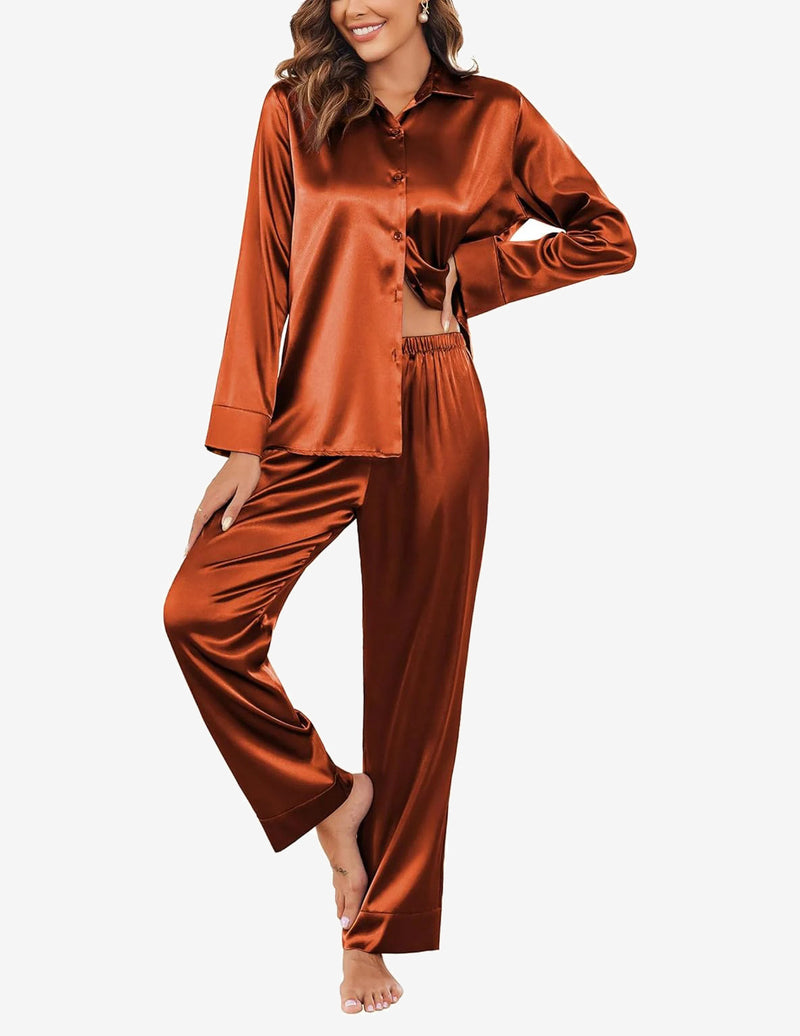 Silk Satin Long Sleeve Pajamas Set