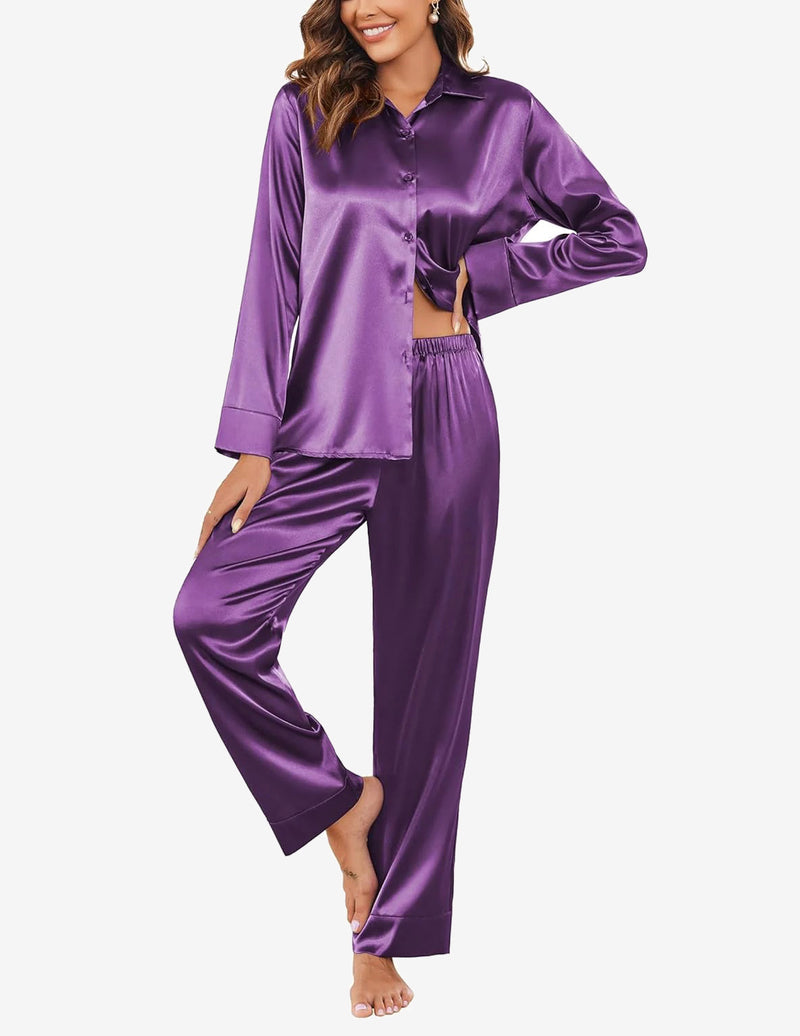 Silk Satin Long Sleeve Pajamas Set