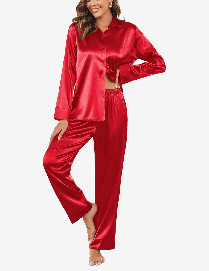 Silk Satin Long Sleeve Pajamas Set