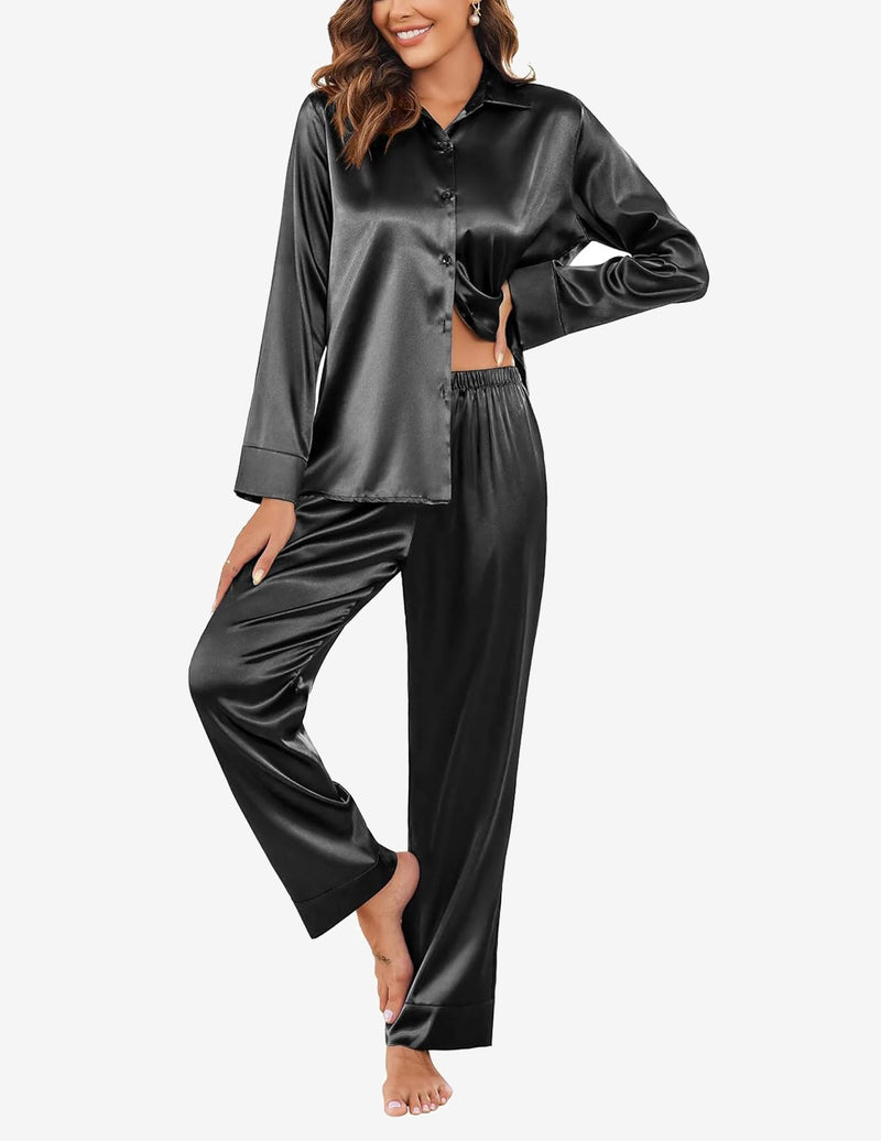 Silk Satin Long Sleeve Pajamas Set