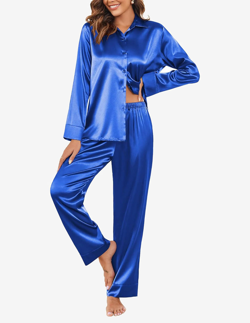 Silk Satin Long Sleeve Pajamas Set