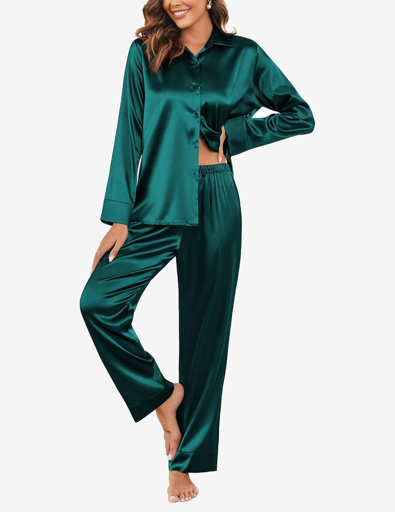 Silk Satin Long Sleeve Pajamas Set