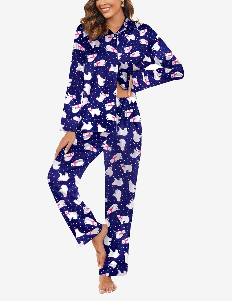 Silk Satin Long Sleeve Pajamas Set