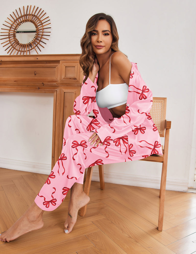 Silk Satin Long Sleeve Pajamas Set