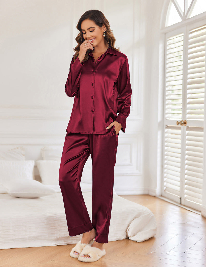 Silk Satin Long Sleeve Pajamas Set