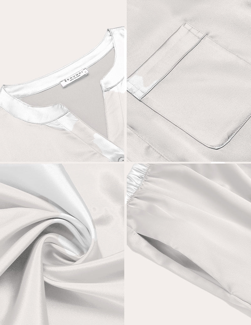 Satin Long Sleeve Button Down Pajamas Set (US Only)