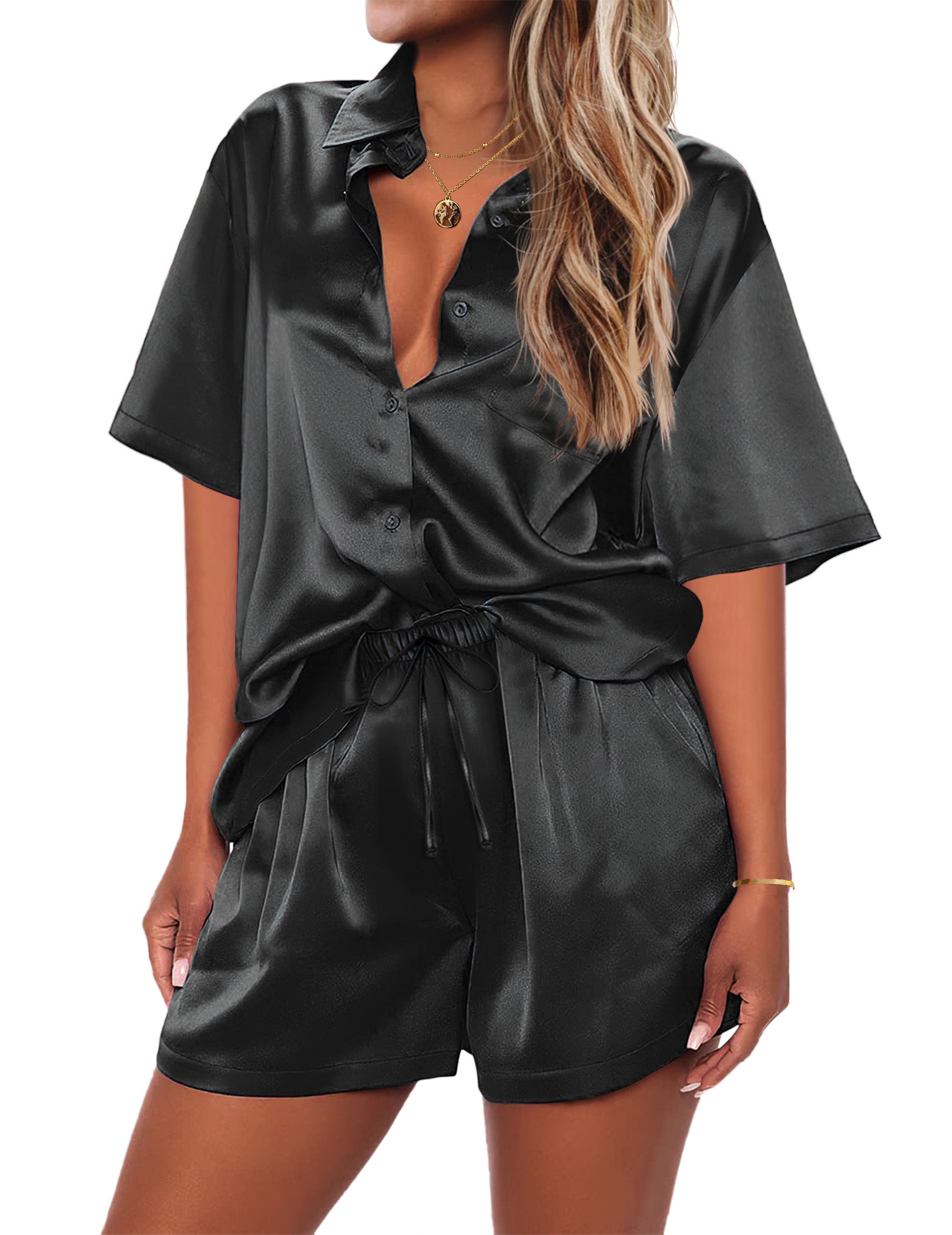 Silk Soft Short Sleeve 2 Piece Lounge Set (US Only)
