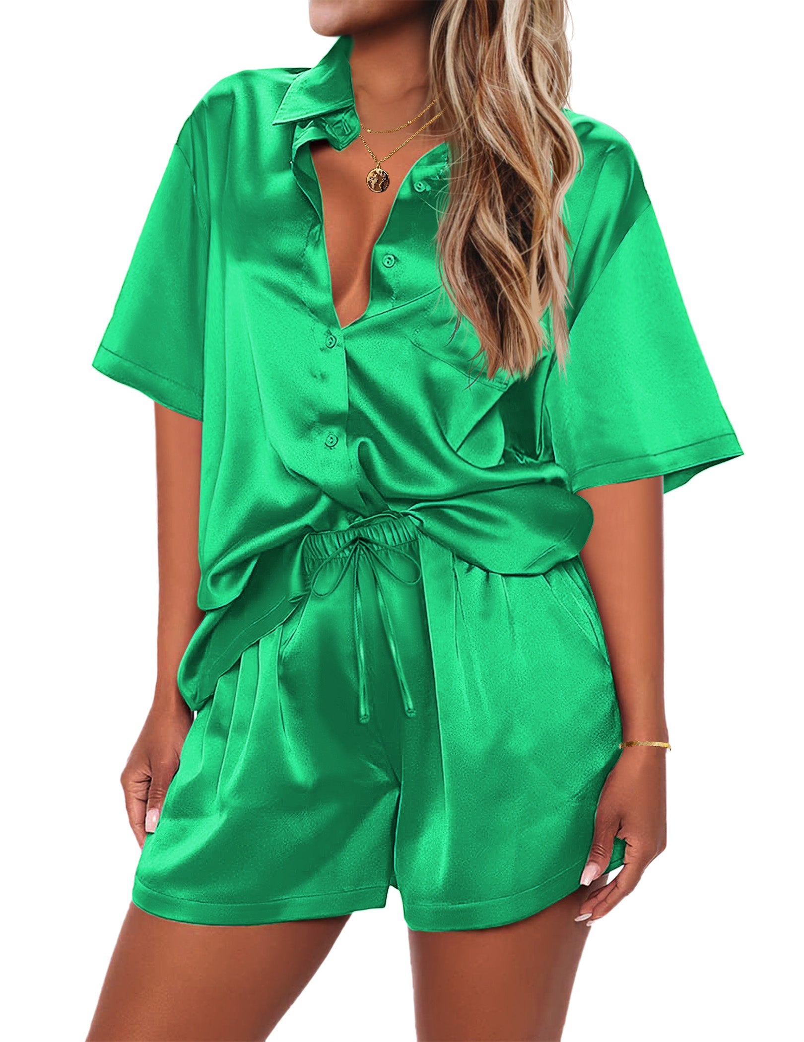 Silk Soft Short Sleeve 2 Piece Lounge Set (US Only)