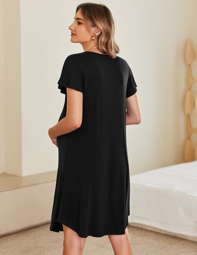 Nursing Pleated Dress Maternity Sleepwear