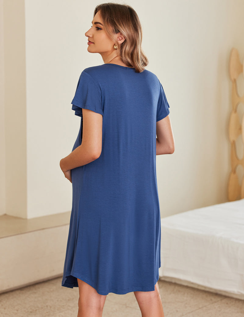 Nursing Pleated Dress Maternity Sleepwear