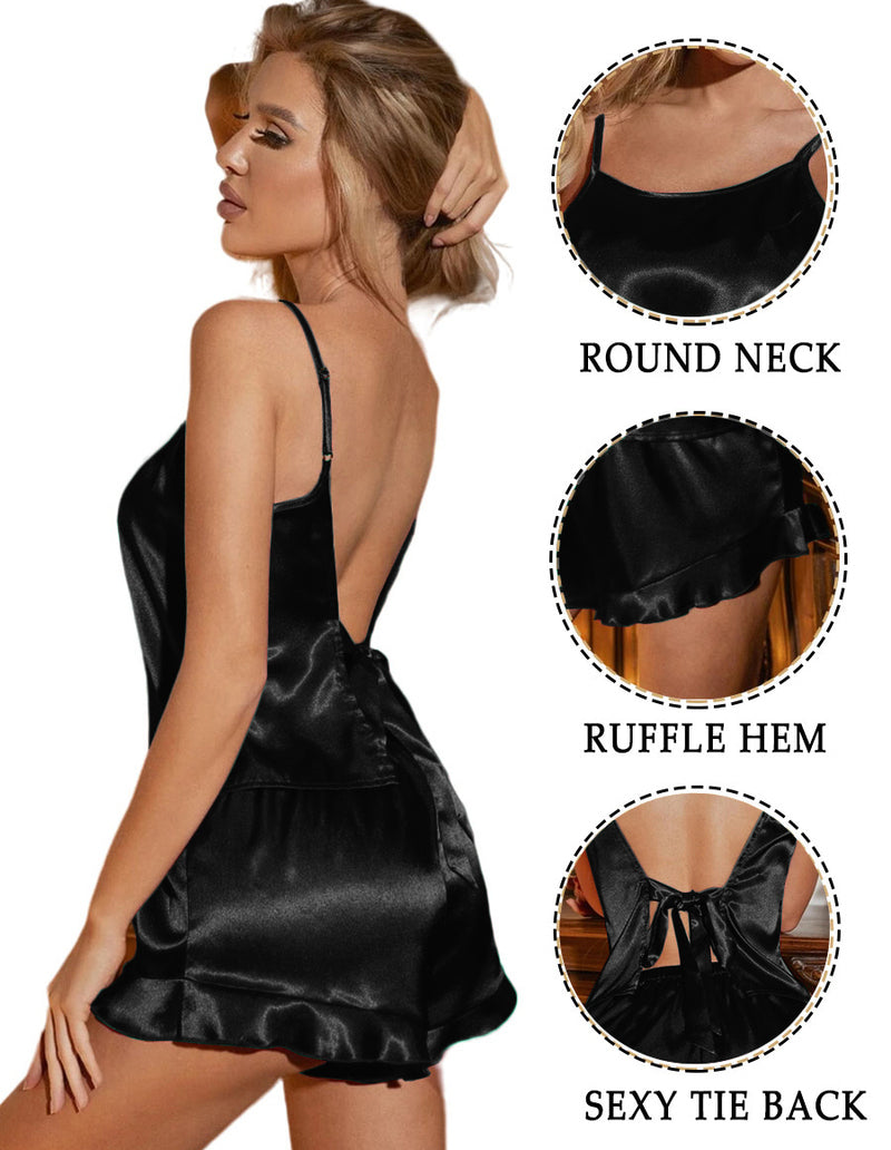Silk Camisole Backless Sleepwear 2 Piece (US Only)
