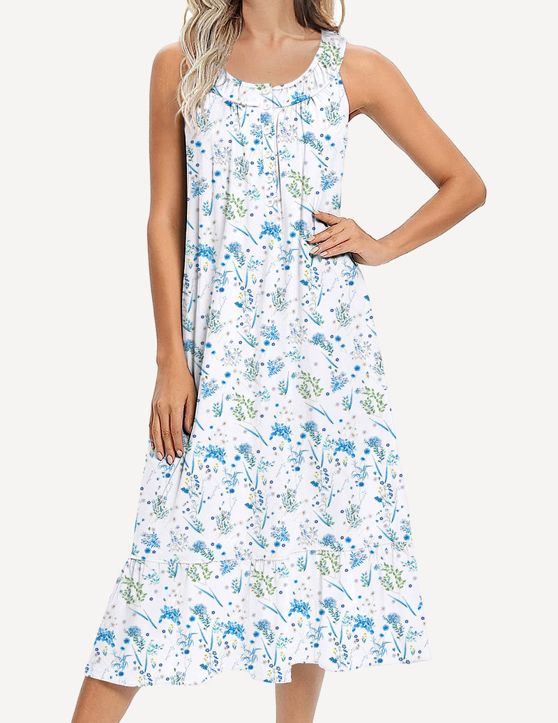 Sleeveless Nightgown with Pockets Soft Nightdress (US Only)