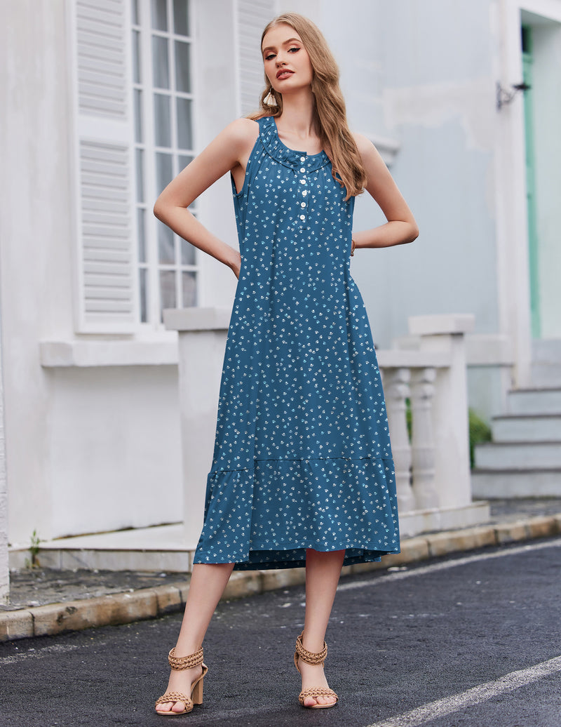 Sleeveless Nightgown with Pockets Soft Nightdress (US Only)