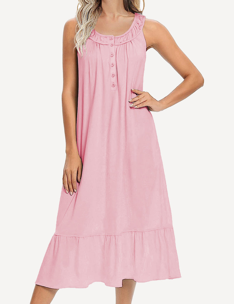 Sleeveless Nightgown with Pockets Soft Nightdress (US Only)