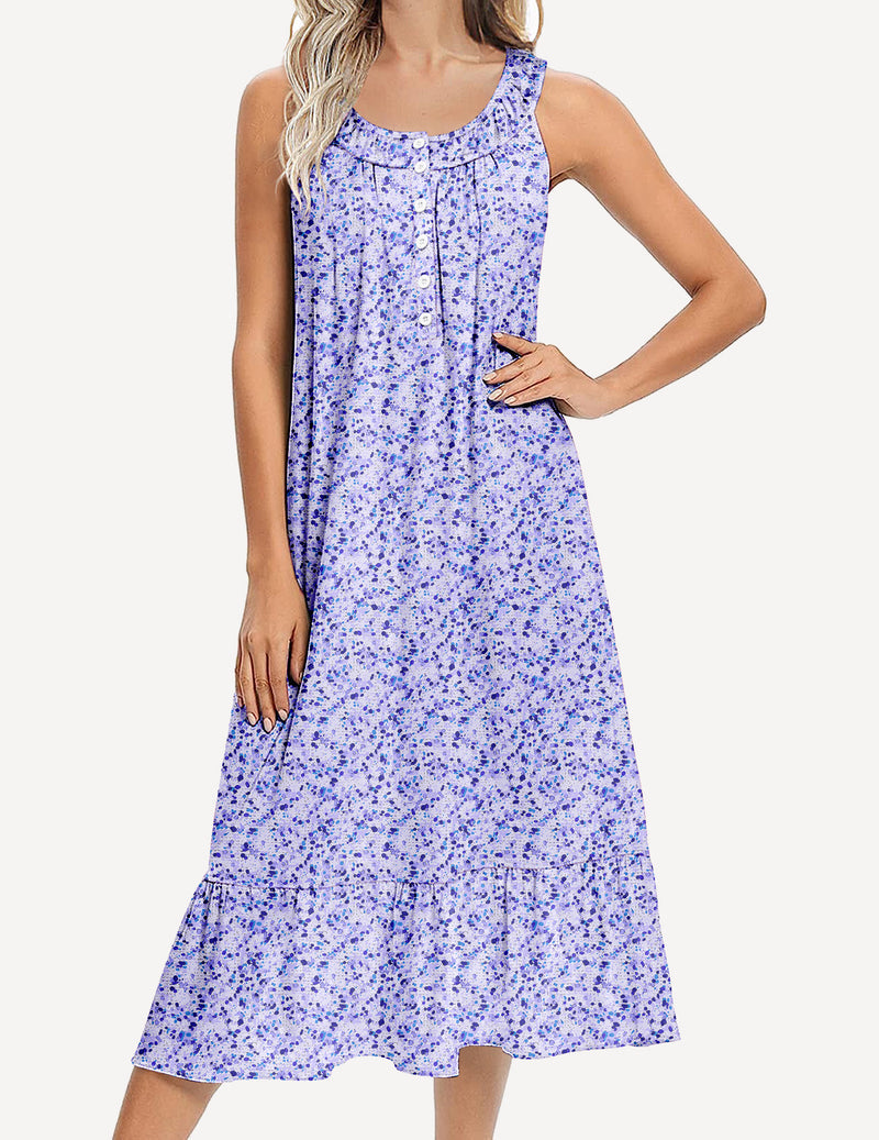Sleeveless Nightgown with Pockets Soft Nightdress (US Only)